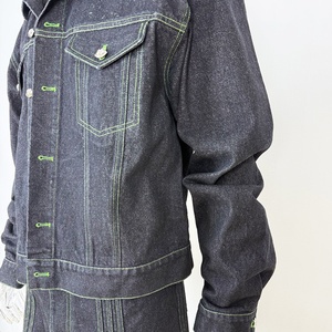 Custom Vintage Black <b>Denim</b> Pants and Jeans Jacket for Men Oversized Heavyweight High Quality <b>Jogging</b> <b>Denim</b> Set Men - Product Image 5