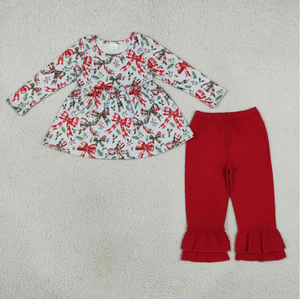 Sibling Baby Girls Green <b>Red</b> Checked Bows Holly Tunic Ruffle <b>Dresses</b> <b>Christmas</b> Clothes Set - Product Image 6