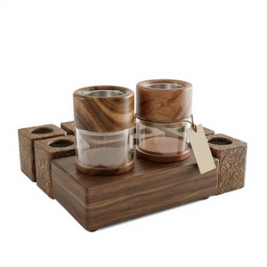 Handcrafted Sandalwood Incense Burner Set With <b>Glass</b> Inserts And Carved Tray Aromatic <b>Desk</b> Decor - Product Image 3