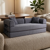 Canapé d'angle moderne trois places convertible avec matelas en mousse, forme fixe, pieds en bois pour hôtel, villa, salon