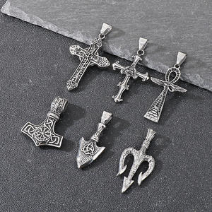 Collar con Colgante <span class=keywords><strong>de</strong></span> Cruz, Tridente, Martillo <span class=keywords><strong>de</strong></span> <span class=keywords><strong>Thor</strong></span> y <span class=keywords><strong>Ojo</strong></span> <span class=keywords><strong>de</strong></span> Horus, Estilo Vikingo Nórdico, Punk Gótico Vintage, <span class=keywords><strong>de</strong></span> Acero Inoxidable, Impermeable - Product Image 5