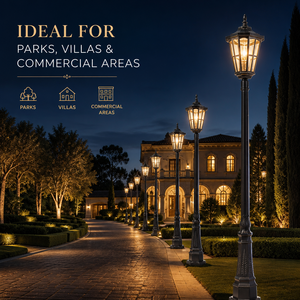 Lampadaire LED de jardin rétro européen IP65 étanche en alliage d'aluminium pour villa, parc, manoir - Product Image 4