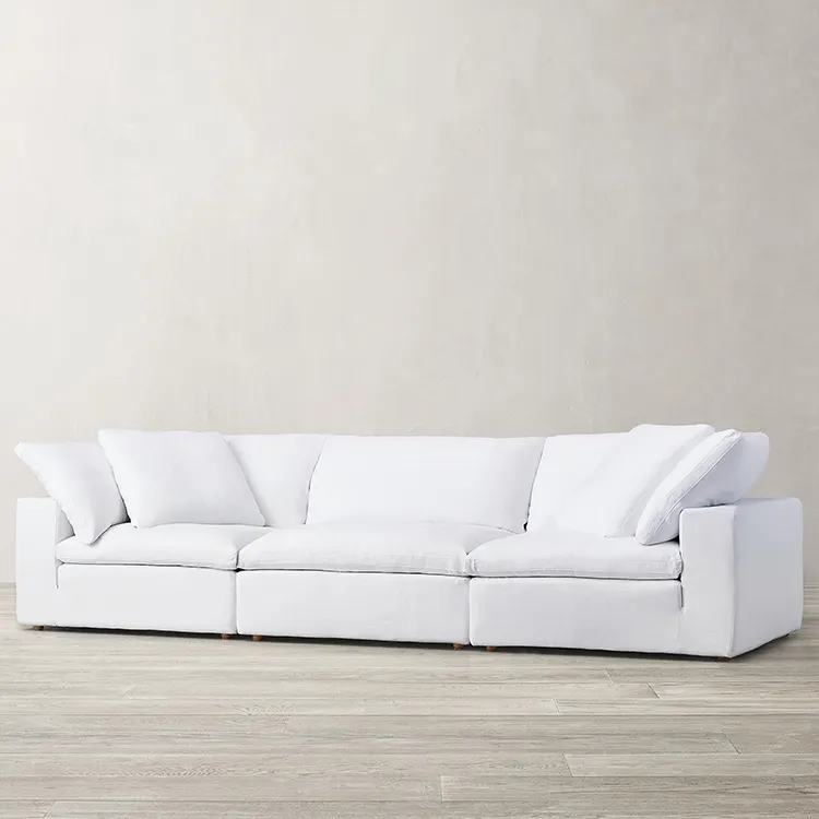 Overstuffed Linen Sofa