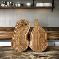 Planche à découper ronde en bois 35 cm 2 cm d'épaisseur Écologique Personnalisée Rustique InterCraft SCB335