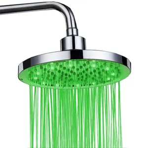 温度控制3色发光二极管8英寸浴室喷雾器淋浴 (蓝-绿-红)
