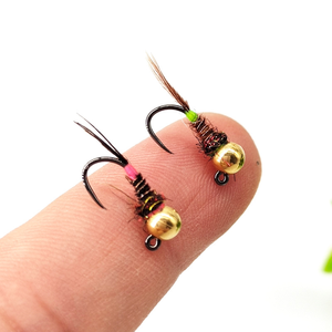 Mouche de pêche à <span class=keywords><strong>la</strong></span> mouche Euro Nymphing sans ardillon, tête perlée en tungstène, nouée à <span class=keywords><strong>la</strong></span> main, coulante, sans plomb, pour truite et grêle, taille 14 # - Product Image 4
