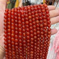 Perles Rondes en Cornaline Rouge en Gros pour Fabrication de Bijoux, Cristal d'Agate Naturelle, Pierres Précieuses 4/6/8/10/12/14/16MM, 1 Fil 15.5 Pouces