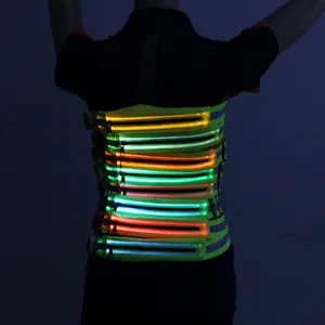 氯丁橡胶布日常防水轻质贴身LED夜光舞蹈腰包反光循环钱带腰包