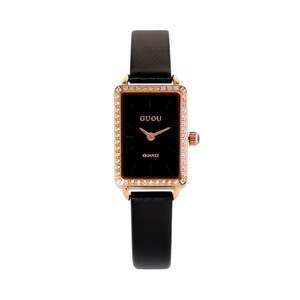 Reloj de Pulsera Cuadrado Compacto y Elegante para Mujer, con Correa de Cuero, Resistente al Agua, de Cuarzo - Product Image 1