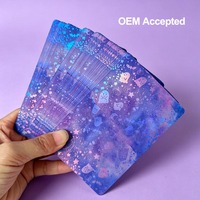 Cartes de tarot personnalisées en feuille holographique avec laminage laser galaxie et bords dorés pour jeu de cartes Oracle OEM