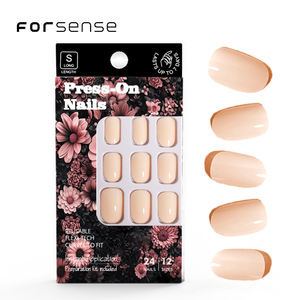 Ongles vierges solides de haute qualité en vrac faux ongles américains ronds courts avec de la colle simple 24 faux ongles artificiels - Product Image 5