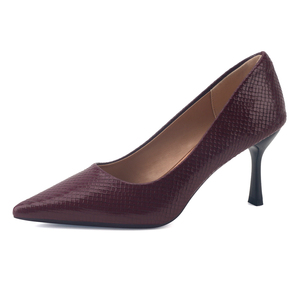 Nuove <span class=keywords><strong>Scarpe</strong></span> da Donna 2026 Taglie Forti, Semplici, Bordeaux, con Tacco Alto Goffrato a Punta e Tacco Sottile, Modello Scarpette con Scollatura Bassa - Product Image 1