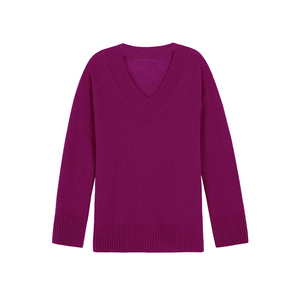 Suéter de Mujer de Doble Capa con Cuello en V, Tejido Plano Informal, Costuras Premium, Mayor Calidez, Comodidad Invernal, Color Sólido, Elegante - Product Image 1