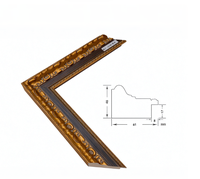 Moulure en Bois Massif pour Cadre Photo 61x46mm, Profil Gaufré Noir et Or, pour Peinture à l'Huile et Décoration Murale