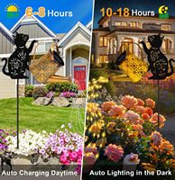 Arrosoir décoratif solaire d'extérieur avec lumières en cascade et silhouette de chat, cadeaux de jardin pour femmes, ornements de pelouse