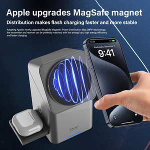 R28 XW-10 15W QC3.0 Fast Charging 3-in-1 Desktop Wireless <strong>Charger</strong> Type-C Port Self-Spinning Strong Magnetic for Earphones Smart - Product Image 3