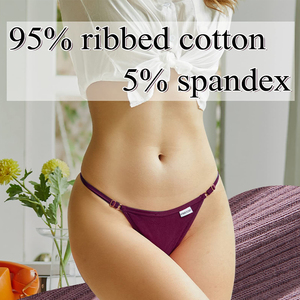 Damen Baumwoll-Tanga mit niedrigem Bund, dünn, hoch geschnitten, sexy G-String, T-Back Unterwäsche mit verstellbarem Bund und Schriftzug, Dessous - Product Image 5