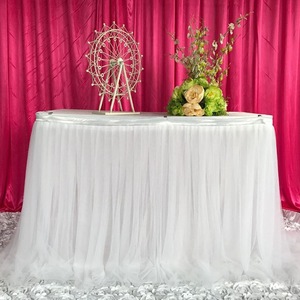 Accessoires <span class=keywords><strong>de</strong></span> mariage <span class=keywords><strong>de</strong></span> couleur blanche, nappe, tablier <span class=keywords><strong>de</strong></span> <span class=keywords><strong>Table</strong></span>, tissu en gaze, <span class=keywords><strong>jupe</strong></span>, en fil - Product Image 3