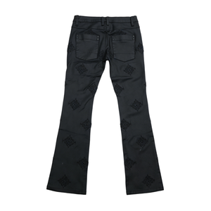 Ropa Urbana Chic de Mezclilla con Diseño de Rombo en Relieve, Pantalones de Mezclilla Ajustados de Cintura Baja y Corte Acampanado para Hip Hop, Punk y Streetwear - Product Image 4