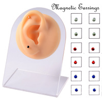Lot de 12 boucles d'oreilles magnétiques pour tragus, cartilage, lèvre, labret – Non-percées, à clipser