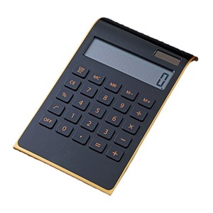 कस्टम लोगो अल्ट्रा पतला गोल्ड फ्रेम सौर संचालित दोहरी शक्ति 12-अंकों का डेस्कटॉप कैलकुलेटर प्रचार उपहार के लिए - Product Image 1