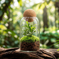 Vase cylindrique en verre DIY pour table, terrarium, pot de fleurs avec couvercle en liège pour plantes hydroponiques, mousse, décoration intérieure
