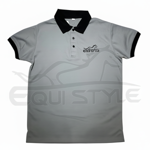 Polo gris bordado personalizado XXL alto ajustado algodón poliéster venta al por mayor polos a granel - Product Image 1