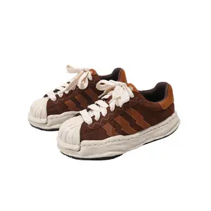 2024 New Casual Shoes with High Platform Shell-Head Round-Head Low-Top Fashionable Leather Flexible Feature