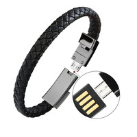 Bracelet de données Micro Usb/type-c en cuir tressé, pour recharge rapide, cordon de chargeur pour téléphone, version internationale