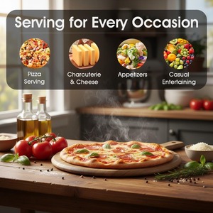 Tabla <span class=keywords><strong>de</strong></span> cortar redonda <span class=keywords><strong>de</strong></span> madera, tabla para servir, bandeja para <span class=keywords><strong>pizza</strong></span> y verduras, madera natural <span class=keywords><strong>de</strong></span> acacia con asa - Product Image 5