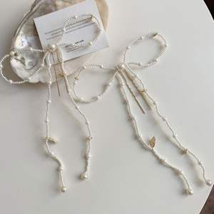 ปิ่นปักผมไข่มุกสีขาวสำหรับงานแต่งงานของเด็กผู้หญิงกิ๊บติดผมไข่มุกพู่<span class=keywords><strong>ยาว</strong></span>สำหรับตกแต่งผมรูปตัวยู - Product Image 6