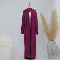 Nouvelle Collection 2026 : Abaya Islamique pour Femme, Robe Musulmane Couleur Unie, Cardigan Abaya Brodé de Dentelle, Abaya Modeste avec Hijab