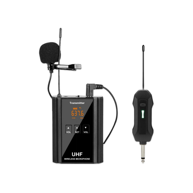 Professional Universal VHF Wireless Microphone System Lavalier Mic Portable Interview Wireless Collar Microphone for Recording