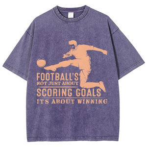 T-shirt Homme Grande Taille à Manches Courtes Imprimé Football, Coupe Oversize, Effet Délavé, Tissu Épais, Style Sport Décontracté, Collection Été 2026 - Nouvelle Vente Chaude - Product Image 2