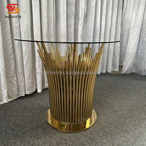 Table LEDA de luxe en verre transparent avec cadre en métal doré pour salle de mariage, thé de l'après-midi, fête d'anniversaire, repas en plein air pour hôtels - Product Image 2
