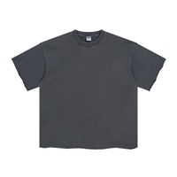 High Street T-shirt rétro pour hommes 305g Wash Water Spring Summer New Release Short-Sleeved Old Roll-Up Blank Design