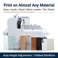 Imprimante à plat UV 4060 avec 2 têtes, format A3+ 40*60cm, encre CMYK+Blanc, entièrement automatique, pour étiquettes PET/PVC/Autocollants, CE CCIC