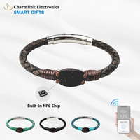 Bracelet en cuir véritable avec coque de noix de coco NFC, boucle en acier inoxydable réglable, 13,56 MHz, bracelet de carte de visite, bracelet, cadeau