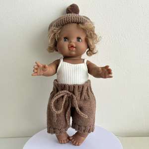 Oem/Odm Personnalisé Vintage Sweet <span class=keywords><strong>Minikane</strong></span> Poupée Barboteuse Accessoire Nouveau Design Fil Naturel Crochet Avec Bonnet Robe en Plastique - Product Image 4