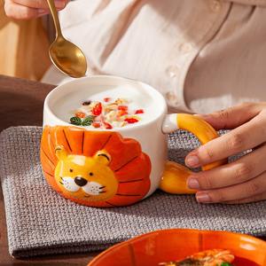 Plato de Cerámica con Diseño de León para el Hogar, Cocina o Restaurante, con Diseño de Animal de Dibujos Animados para Tazas y Platillos - Product Image 3