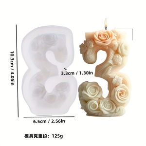 Rose Number Candle Mold Silicone <b>DIY</b> <b>Kit</b> For Wedding Decor Customizable Shape Transparent White - Product Image 4