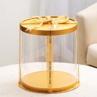 Usine En Gros De Luxe En Plastique Transparent Gâteau Cadeau Boîte D'or Grand Rond Prêt À Expédier Des Boîtes À Gâteau