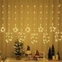 Guirlandes lumineuses en forme de lune et d'étoile, guirlandes lumineuses en forme de flocon de neige, lumières LED blanches chaudes, lumières décoratives d'ambiance pour Noël