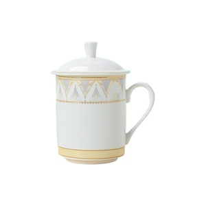 Tasse en céramique Dunhuang Cultural & Jingdezhen Luowei avec couvercle, tasse à thé domestique, tasse de réunion pour hôtel/auberge, tasse à eau de bureau - Product Image 5