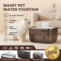 Distributeur d'eau automatique sans fil 4L en acier inoxydable et plastique, étanche, avec fenêtre de visualisation et batterie rechargeable pour UE/US