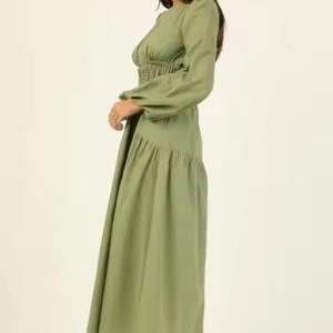 Nouvelle arrivée, robe d'été élégante à col rond et manches bouffantes pour femmes, robes plissées en forme de A pour femmes - Product Image 4