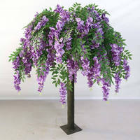 Arbre à fleurs artificiel en soie de glycine, 90-210 cm, grand arbre à fleurs violet, arrangement floral de centre de table pour décoration de mariage