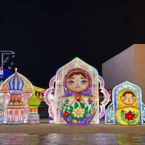 Ensemble de lanternes russes Matryoshka LED imperméables faites à la main Sihai pour le Festival des lanternes et l'utilisation extérieure de Noël - Product Image 1