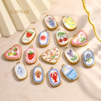 NANVAR Bulk 304 RVS Fruit Charms Verguld Aardbei Kers Citroen Hangertjes Voor Zomer Sieraden Maak Benodigdheden