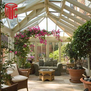 Invernadero Moderno Impermeable y Resistente al Viento <span class=keywords><strong>con</strong></span> Estructura de Aluminio, Techo Plano y Pico Triangular para Jardín - Product Image 4